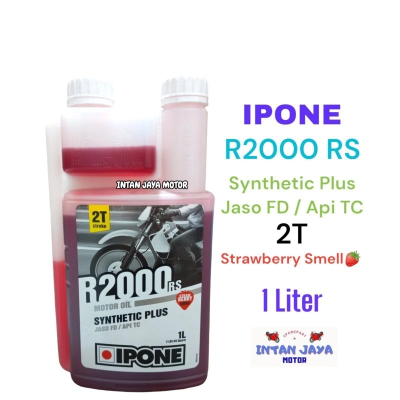 OLI IPONE R2000 RS FRAISE 2T 1 LITER OLI MOTOR 2T SYNTHETIC PLUS JASO FD API TC STRAWBERRY SMELL OLI