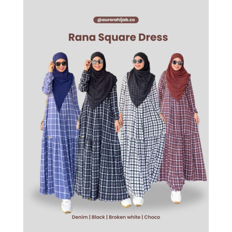 GAMIS RANA DRESS SQUARE (GAMIS MOTIF KOTAK) // DRESS RANA KOTAK AURORA // GAMIS MOTIF RAYON SQUARE