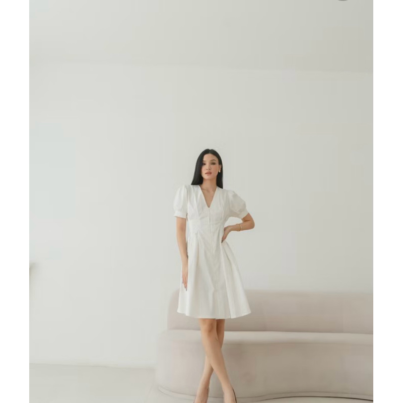 Alice white dress midi dress putih midi