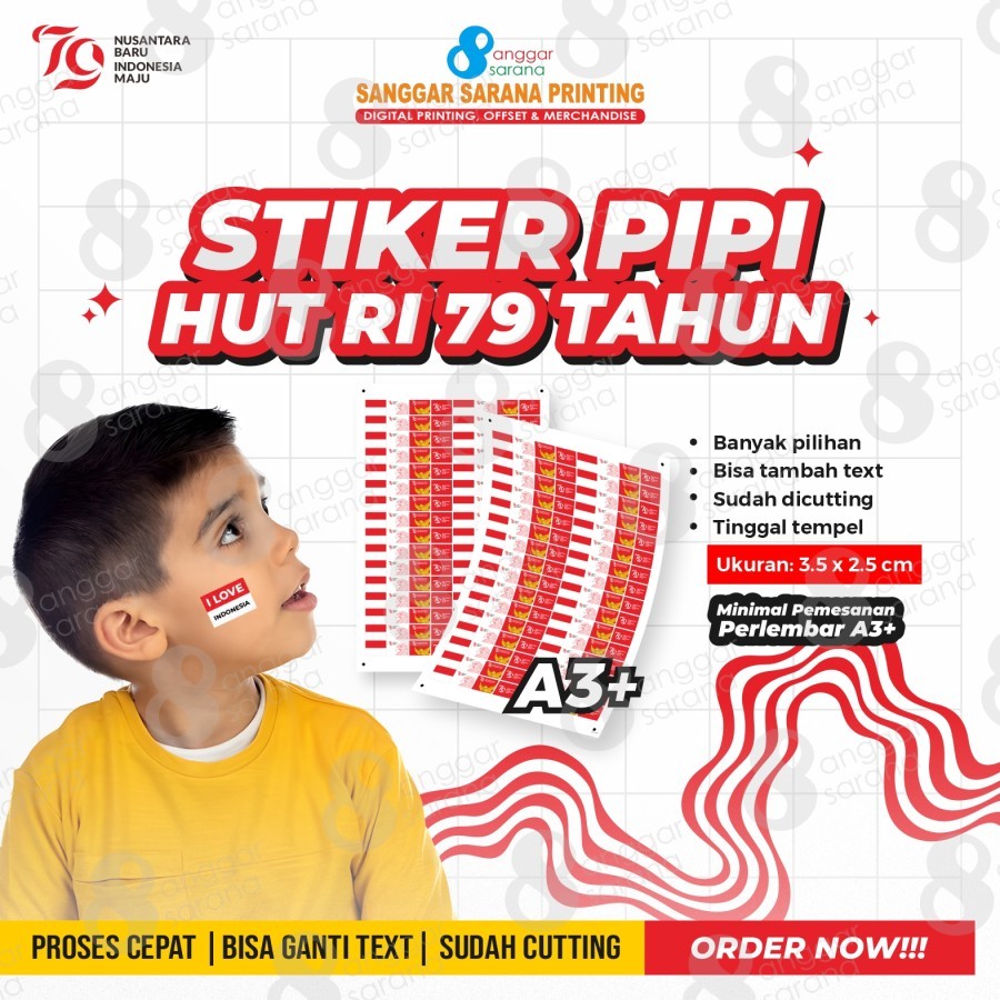 

STIKER PIPI MERAH PUTIH / STIKER KEMERDEKAAN / PER LEMBAR A3+