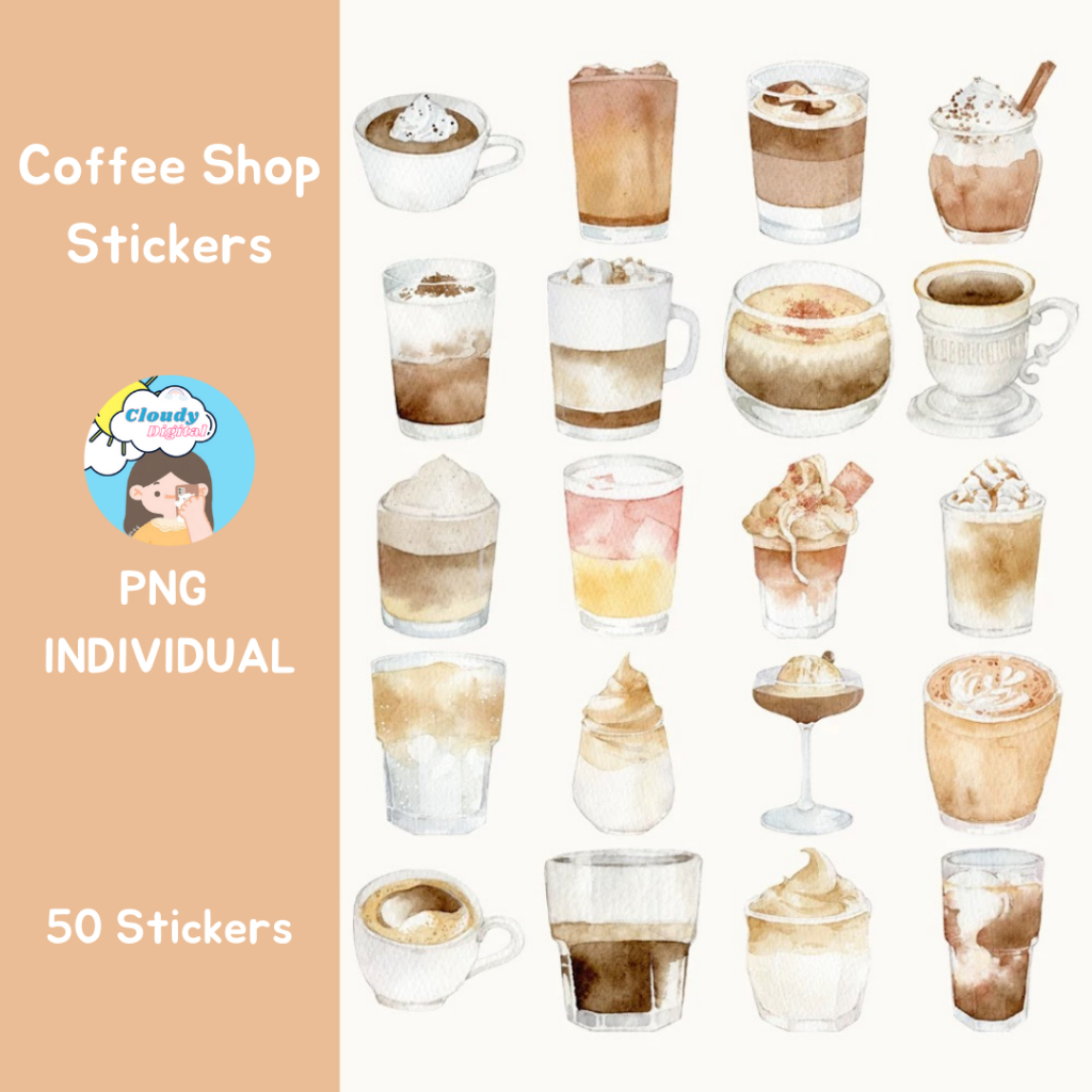 Sticker Digital Cute Aesthetic Coffee Shop --- Coffee Shop Stickers