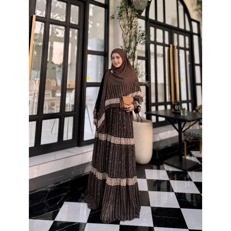 [KHANZA MARYAM] GAMIS SYARI TERBARU / DRESS SET PRINTING " SELOKA SERIES " By KHANZA MARYAM