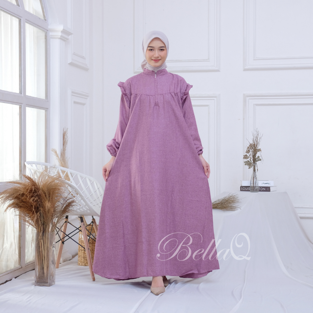 Dress Clara Katun Madina Murah Kekinian / Dress Katun Madina / Gamis Katun Madina Mewah Busui Freind