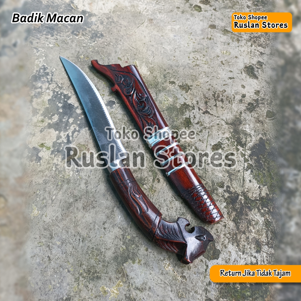 Pisau Dapur (Serbaguna/Sembelih) Daging Full Ukir Macan