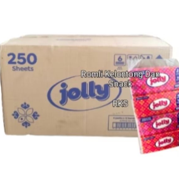 Tissue Jolly Facial Tisu Wajah Murah 1Dus / Karton isi 48 Pak  250 Sheet By Paseo