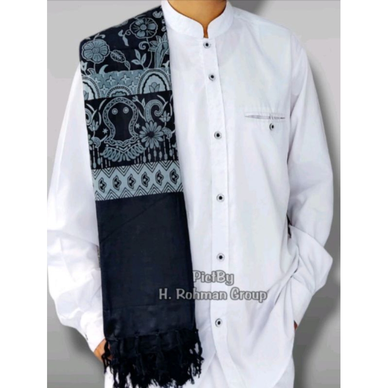 Sorban Hitam putih (F-1) bahan rayon super lembut dan adem | selendang multifungsi | sorban habaib