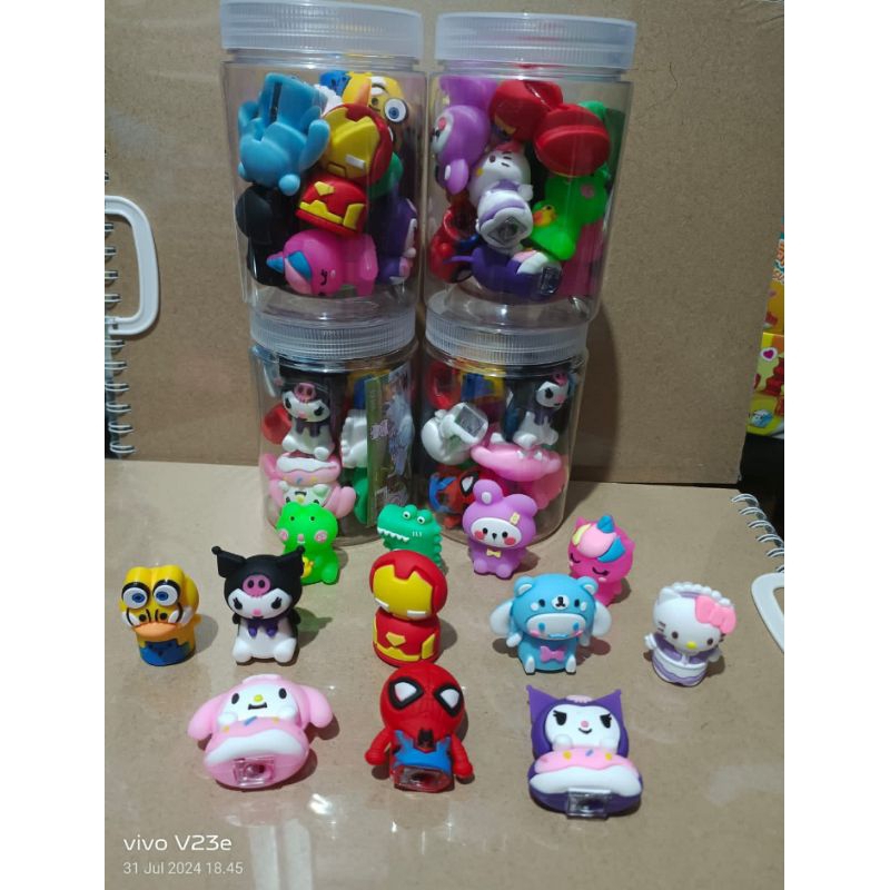 

rautan pensil toples bentuk karakter lucu isi 12 pc