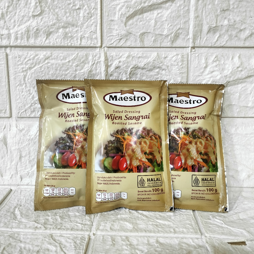 

Maestro Wijen Sangrai Salad Dressing Roasted Sesame 100gr Free Bubble Wrap dan Dus Tebal