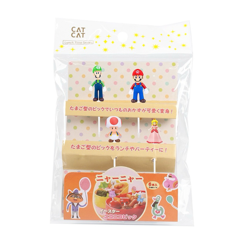 SUPER MARIO LUIGI Food Picks Tusukan Bento Mario Princess Peach Toad Kinopio Garpu Buah Hiasan Bekal