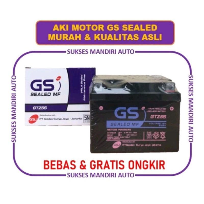AKI MOTOR ORIGINAL ASLI GS ASTRA OTOPARTS GTZ5S MF.AKI KERING SIAP PAKAI, KAPASITAS 12 VOLT 3.5 AMPE