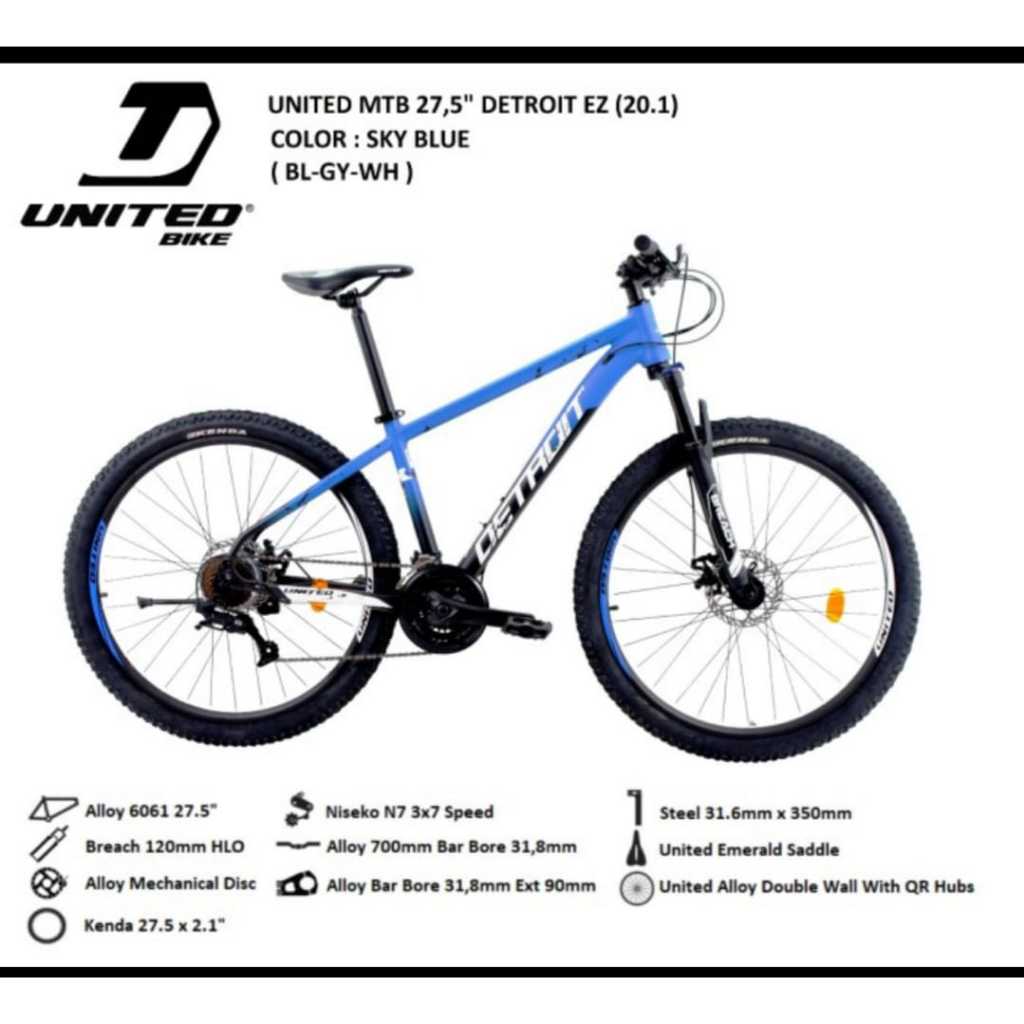 toko__sepedaku - Sepeda United MTB 27.5 DETROIT EZ Warna Biru