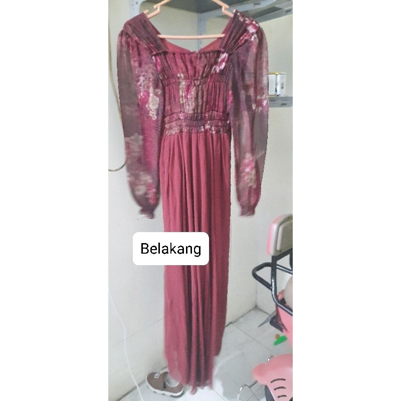 Dress Maroon Kondangan (Preloved)