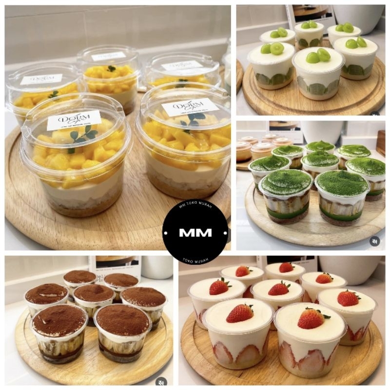 10pcs PREMIUM dessert box 250ml kotak mika box dessert kue cake tiramisu