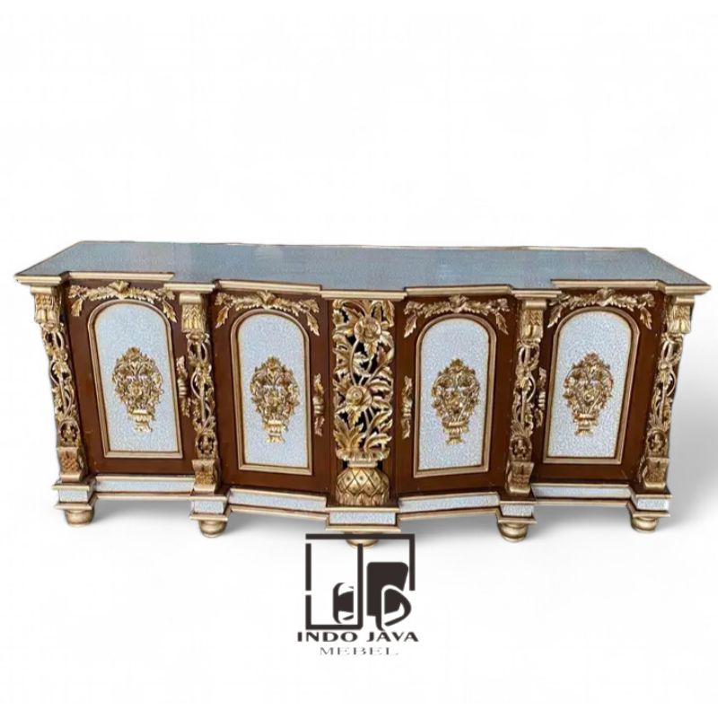 BELLA - Bufet Ukiran Kayu Jati Jepara - Bufet Shima - Bufet Ukian Marmer - Bufet TV Ukiran Jepara - 