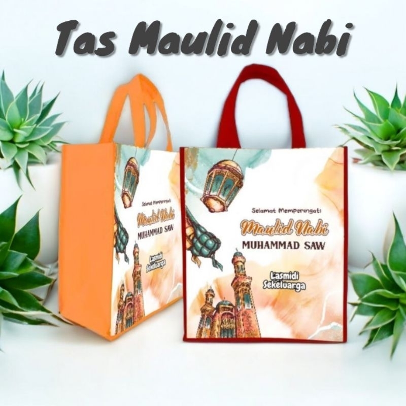 

Tas Souvenir Goodie Bag Maulid Nabi Bisa Tambah nama dan Foto Custom Blacu Print