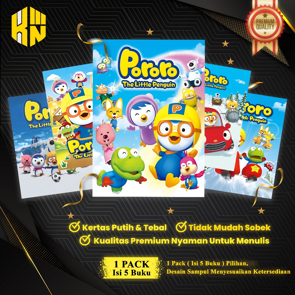 

KEN.IND - Buku Tulis Sekolah Custom Tema PORORO Bergaris 38 Lembar 1 Pak Isi 5 Buku/ Buku Tulis Anime/ Buku Aesthetic/ Buku Catatan