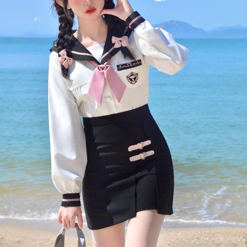 READY STOCK NEW Seifuku School Uniform Seragan Sekolah Murid Siswa Siswi Girl Women Wanita Perempuan