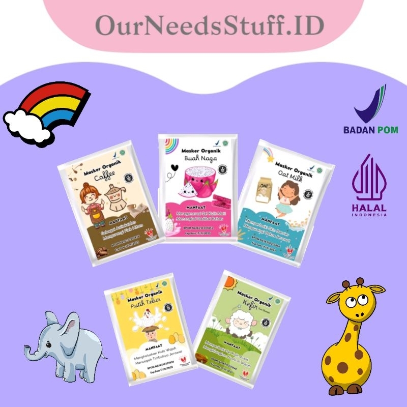 BPOM | PROMO Masker Wajah Organik Travel Size Masker Wajah anak by kiyomask