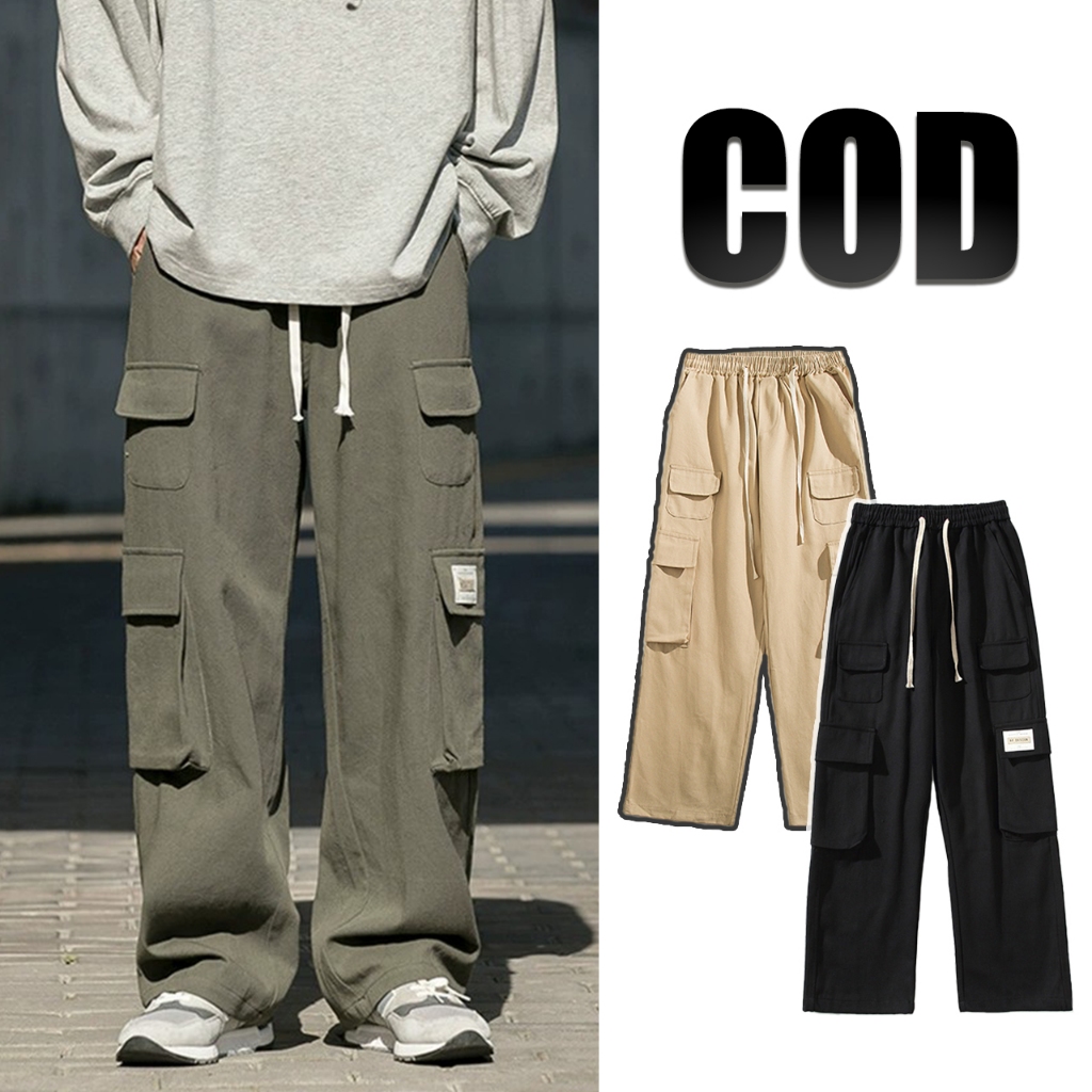 celana cargo pria  Celana Panjang Sejuk Kasual PriaOverall Longgar Gaya Korea  2024 Celana Longgar U