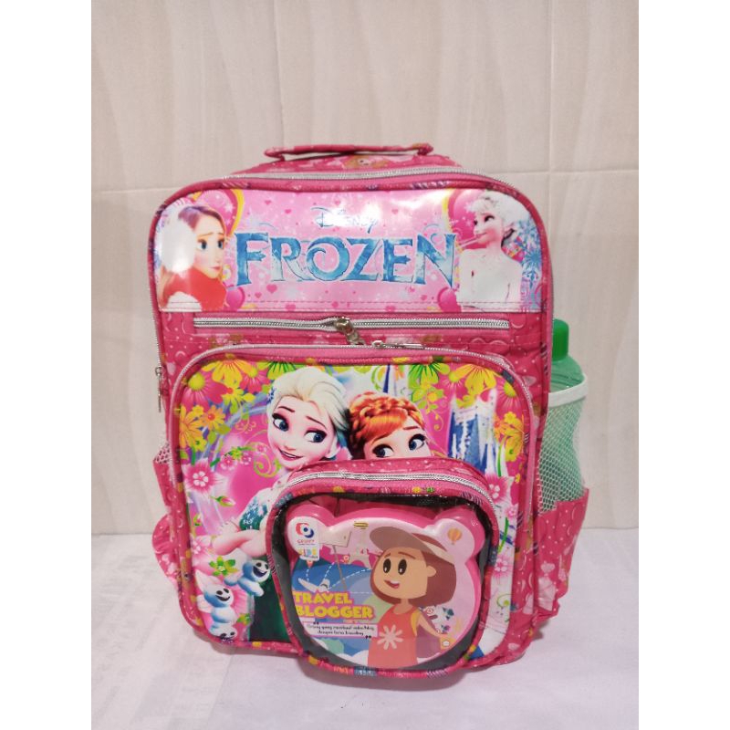 tas ransel anak perempuan Frozen gratis botol dan kotak makan / tas anak sd perempuan