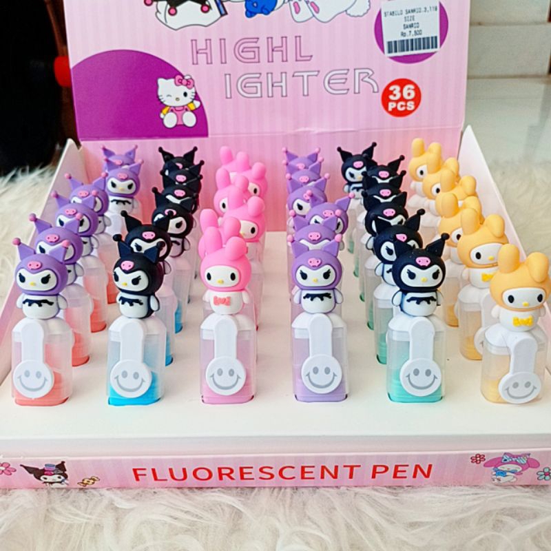 

Stabilo Highliter Mini Karakter Sanrio My Melodi Kuromi Warna Orange Hijau Pink Ungu Kuning