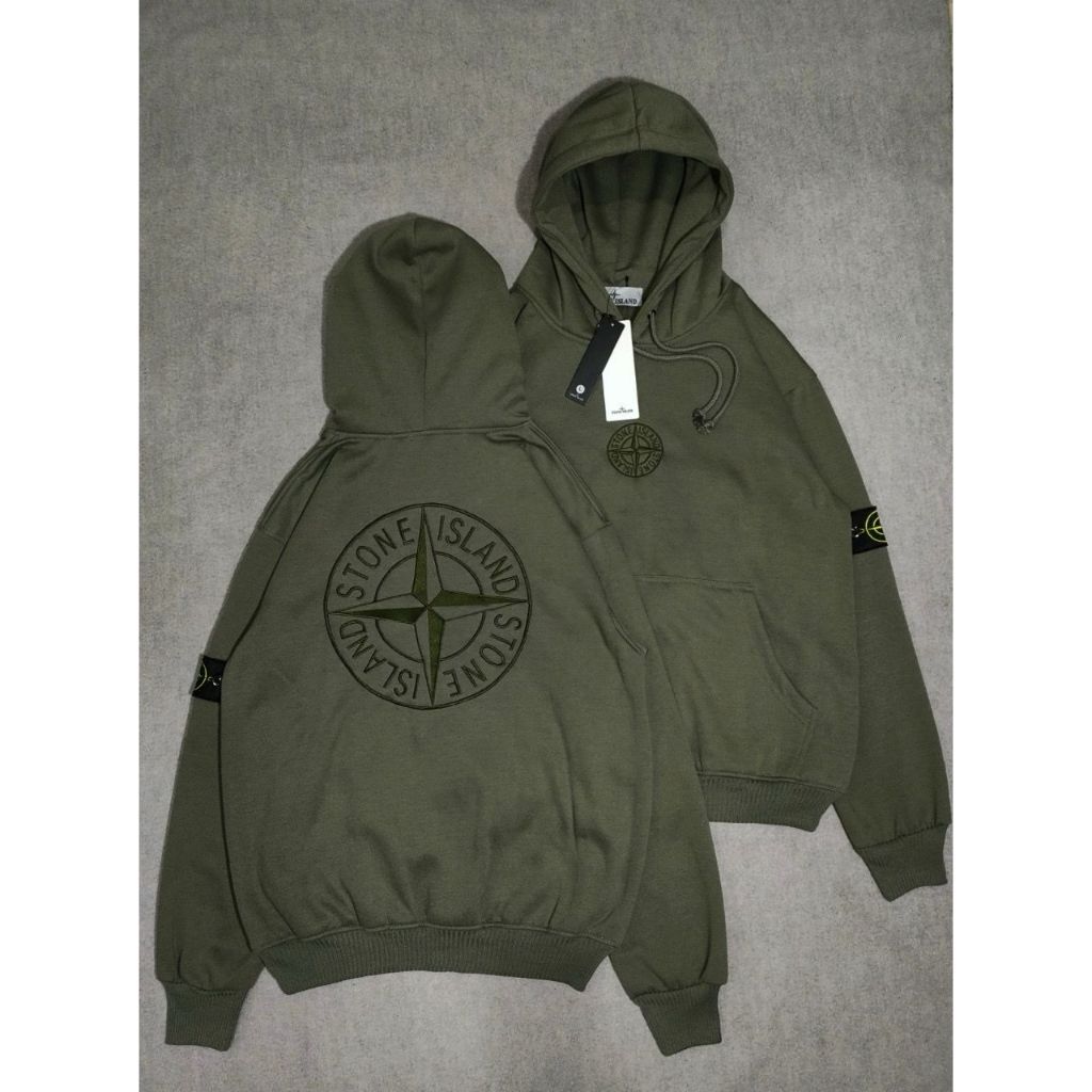 Sweatshirt - Hoodie Vintage Basic Cotton Fleece Premium / Hoodie Stone Island Full Bordir / Sweater 