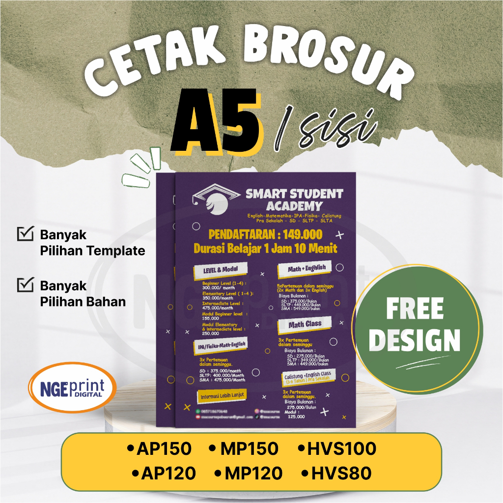 

[CUSTOM] Brosur Ukuran A5 1 Sisi Bahan Art Paper dan HVS / Cetak Brosur Promosi Murah Free Design