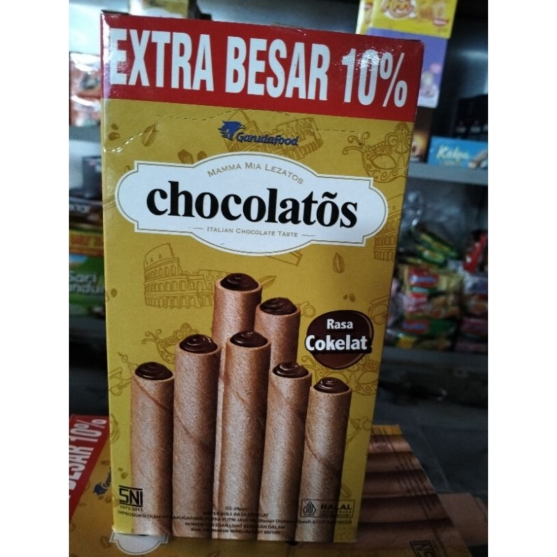 

Chocolatos 1 box isi 24 pcs packing kardus