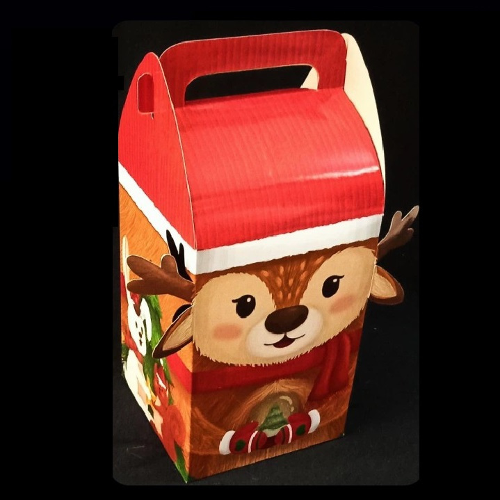 

( 5 pcs ) Box Jinjing Hampers Merry Christmas Dus Tenteng 14x14x21cm Muat 3 Toples Bulat 500gr