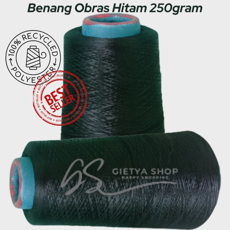 Benang Obras Hitam 250gr | Benang Obras | Benang Obras Polyester