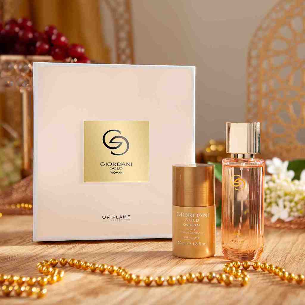 Modest Glamour Set Giordani Gold Woman EDP & Giordani Gold Original Perfumed Roll On Deodorant