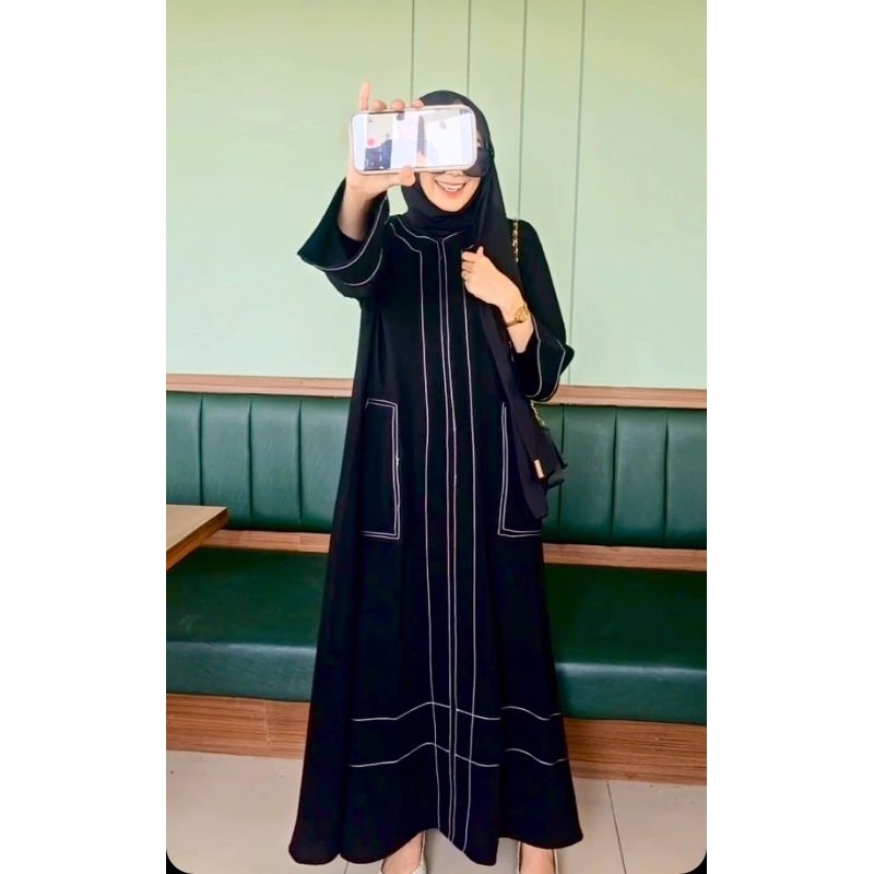 Abaya marwah | jet black Mewah Turki Syari