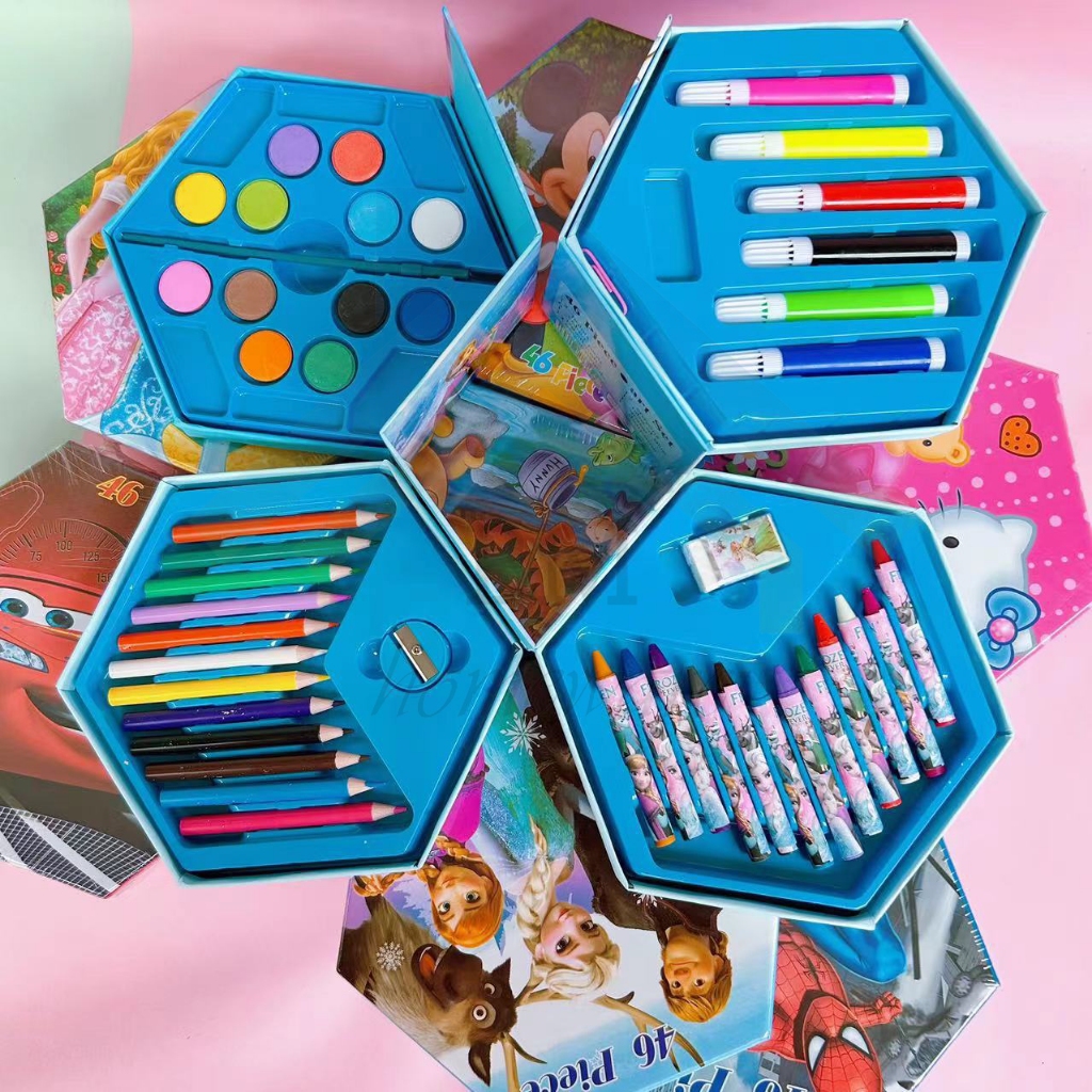 

YUH Crayon Set 46 Pcs Crayon Oil Paste Pensil Warna / Pensil Warna Lengkap Alat Mewarnai Alat