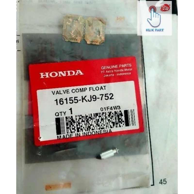 16155-kj9-752 valve comp float jarum pelampung karburator beat, vario lama