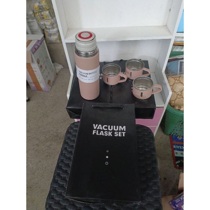 Termos Vacum Flask Set + 3 cangkir