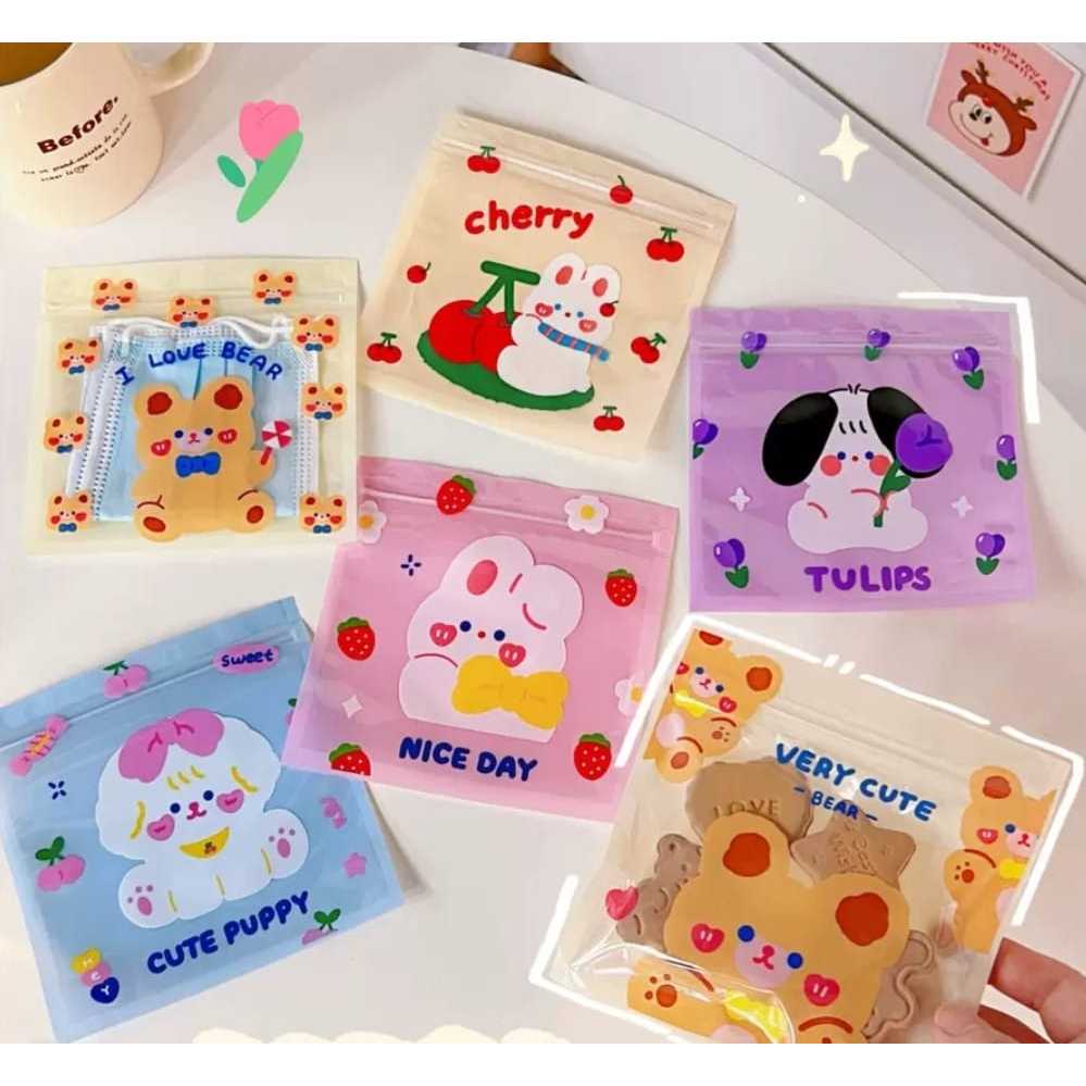 [10pcs] Plastik Klip Cookies | Plastik Ziplock Motif Lucu |Ziplock Snack Klip | Plastik Kemasan Zipl