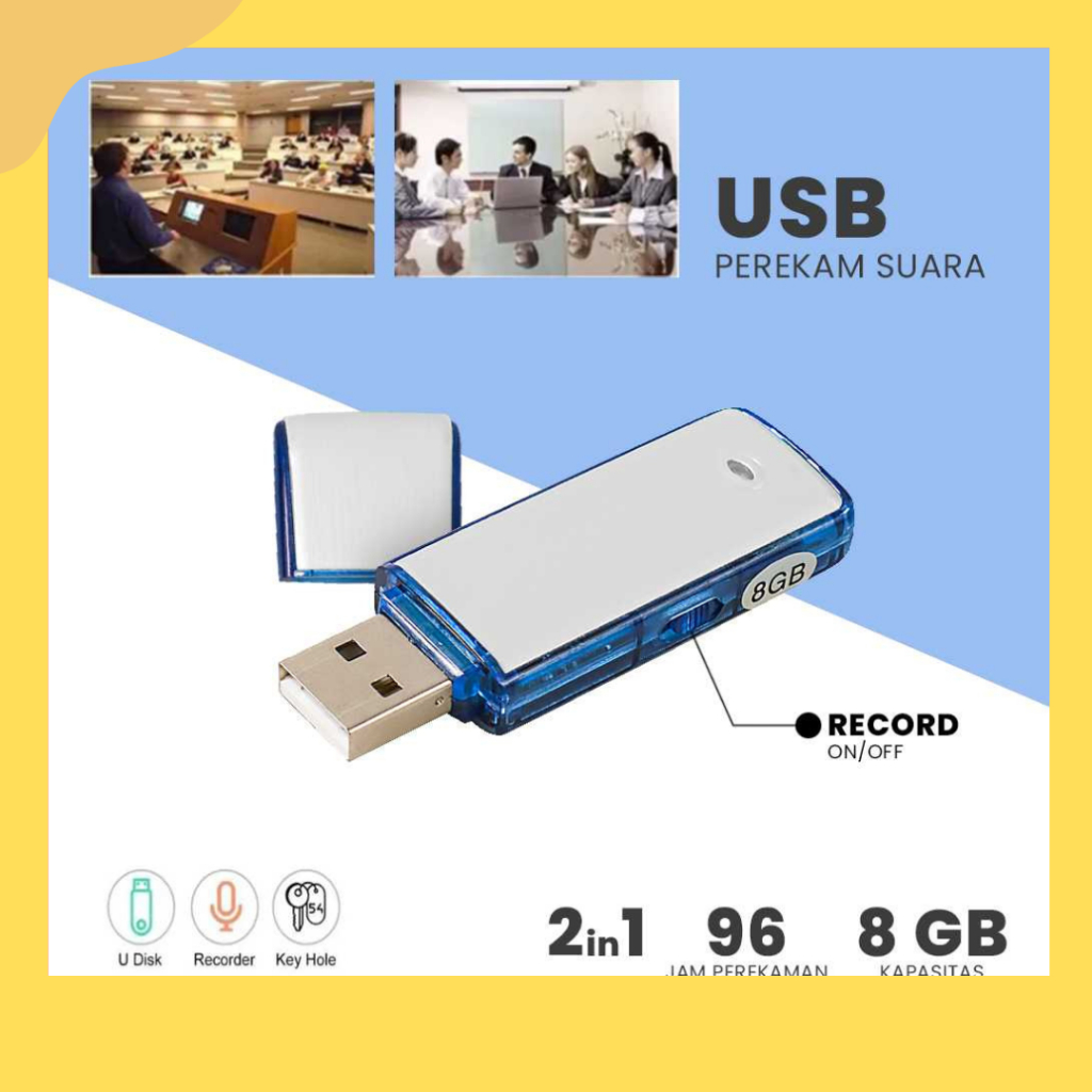 Perekam Suara 8 GB / Perekam Suara Tersembunyi Mini / USB Flashdrive Sound Voice Recorder Flashdisk