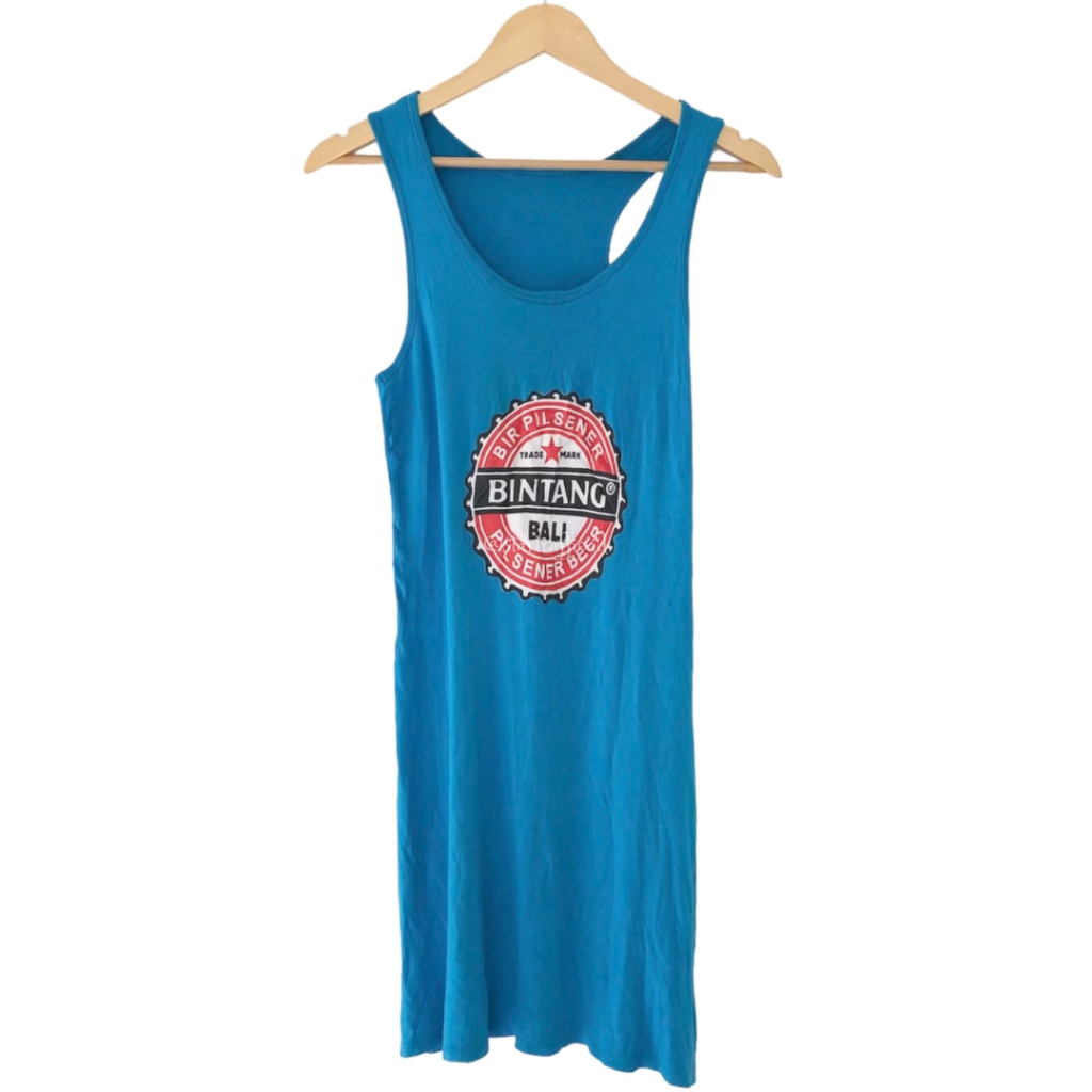 BAJU DRESS TANKTOP MIDI BLUE POLOS WANT ME KERAH SCOOP SLEEVELESS