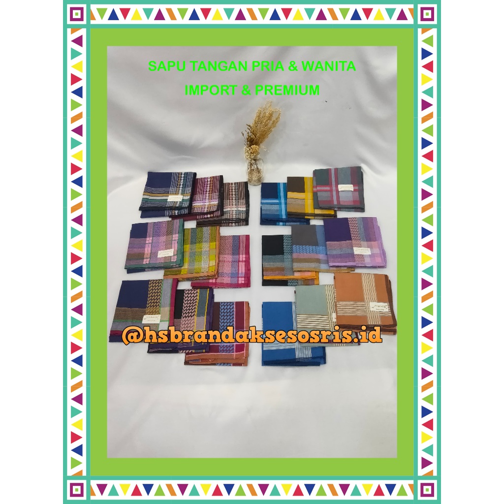 SAPU TANGAN COTTON IMPORT PREMIUM / SAPU TANGAN PRIA DAN WANITA MOTIF GARIS / SAPU TANGAN WAJAH / SA