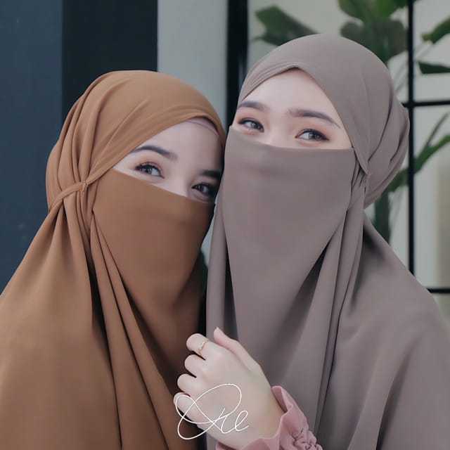 Bergo Humaira Syar'i Free Niqob - Khmar Bergo 2 Layer Bahan Babydoll PREMIUM