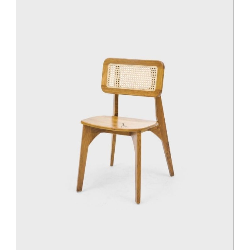 RembeteJati - Kursi Cafe Model Kacang Kotak Natural Wood Kursi Rotan Jati Kursi Teras Kursi Single J