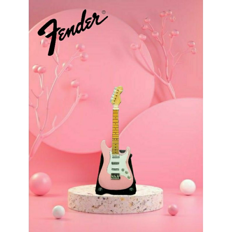 MINIATUR GITAR FENDER STRATOCASTER MINI (11cm) WARNA SOFT PINK