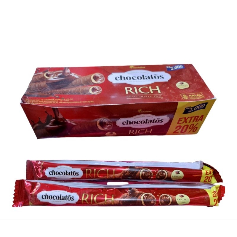 

Garudafood Chocolatos Rich Coated Wafer Roll isi 12 Pcs