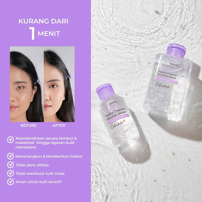 FACETOLOGY Triple Care Hydra Cleanse & Acne Calm Micellar Water 300ml/100ml