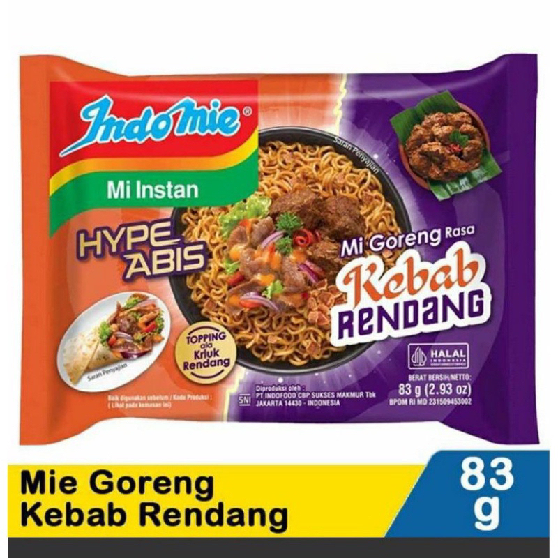 

Indomie Mie instan Goreng Kebab Rendang 83g