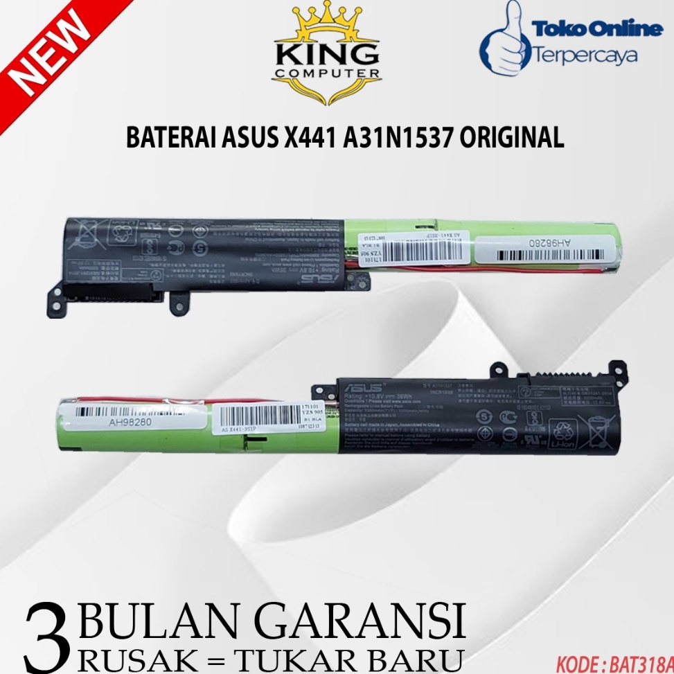 BATERAI ASUS X441 X441U X441N X441NA X441M X441S X441MA X441B X441BA X441UA A31N1537 ORIGINAL y X6K9