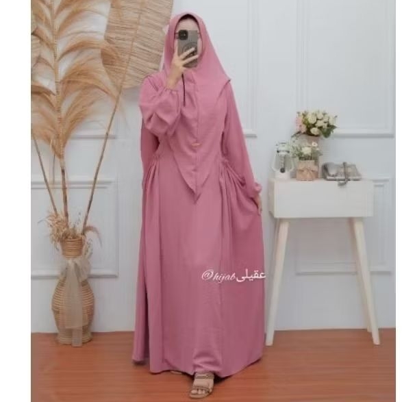 Gamis ZAHARA standard LD 110 set hijab saku 2 cringkle airflow premium kualitas terbaik