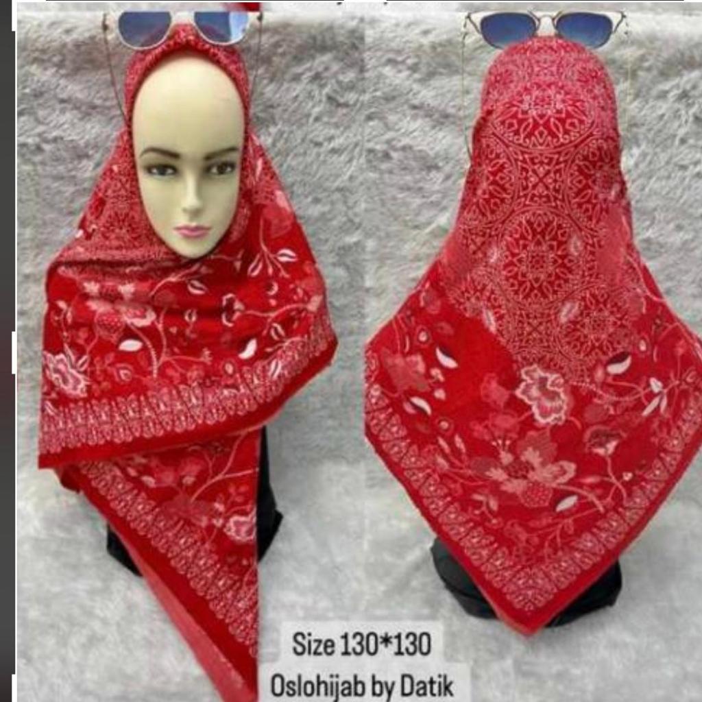 jilbab motif terlaris edisi merah putih# Kerudung Segiempat# Denai Voal Motif Premium