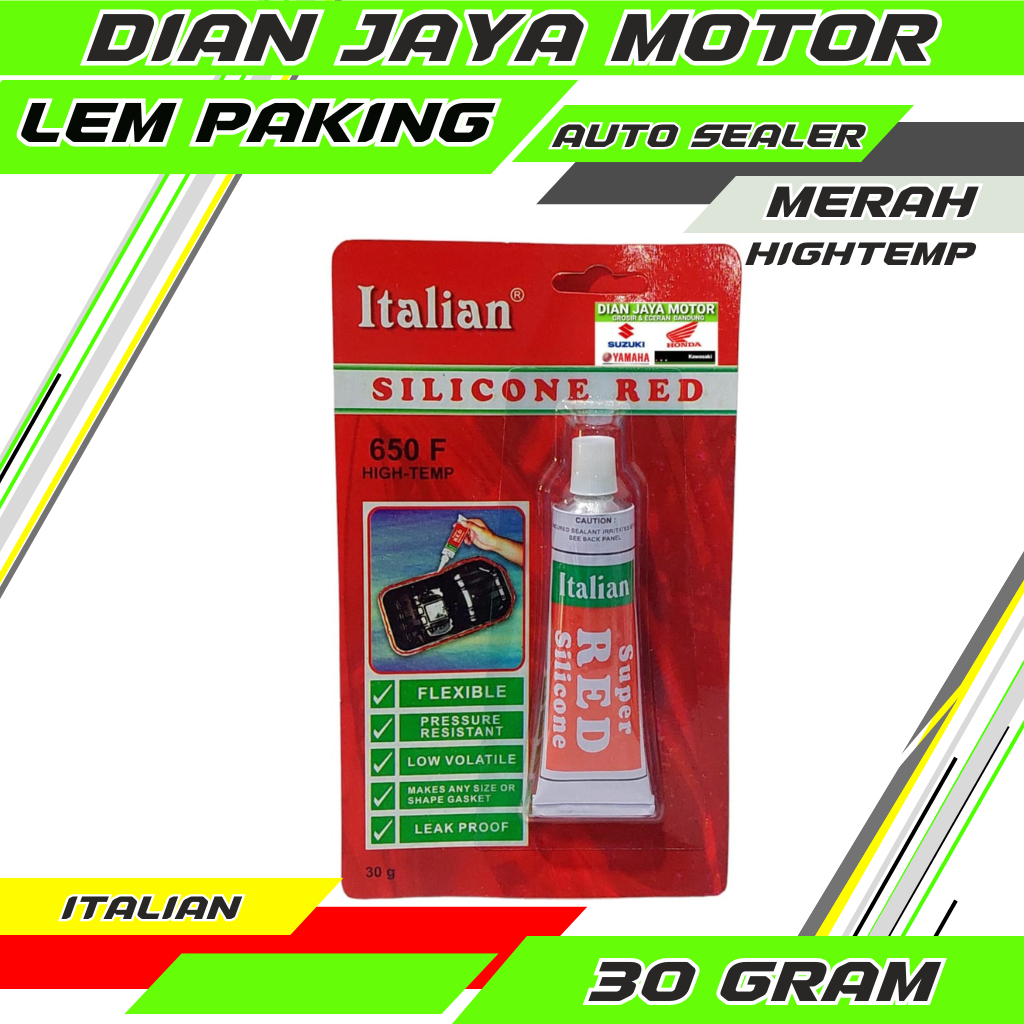 Lem Paking Gasket Motor Tahan Panas 30 Gram Warna Merah untuk Mesin dan Knalpot