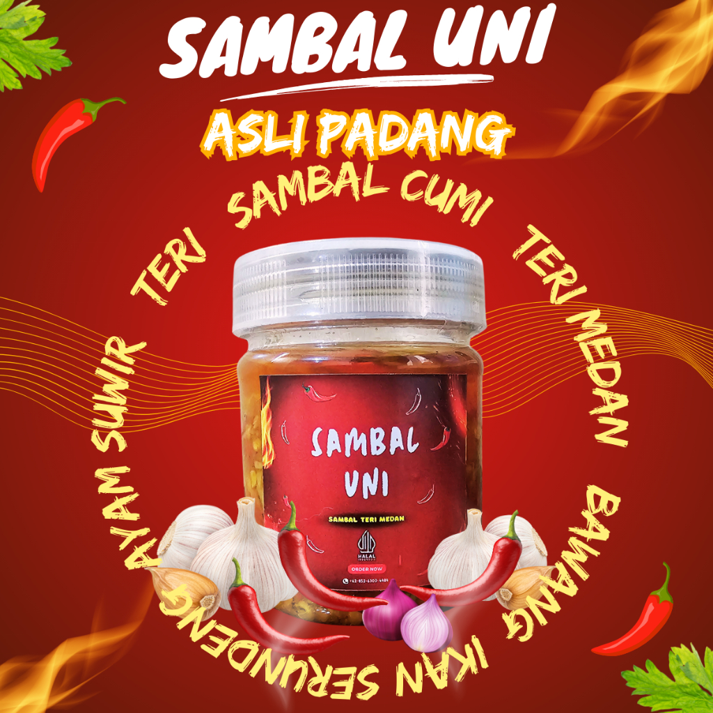 

Sambal Uni Bumbu Rempah Khas Padang 100gr / Sambal Cumi / Ikan Serundeng / Teri / Bawang / Teri Medan / Ayam Suwir / Saus Sambal / Saos